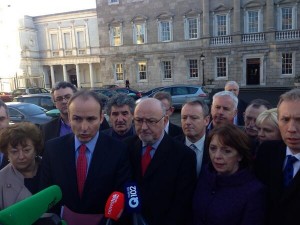 Seán Crowe and opposition TDs after Dáil walk out over Water Services Bill